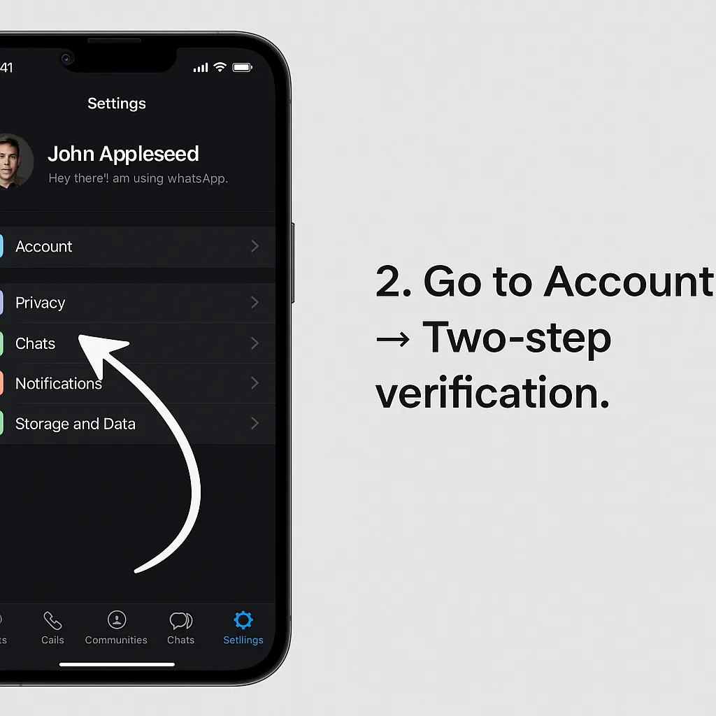 Two-step menu Account → Two-step verification