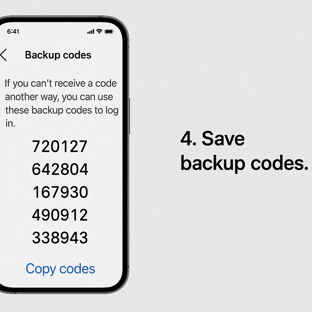 Backup codes Backup codes