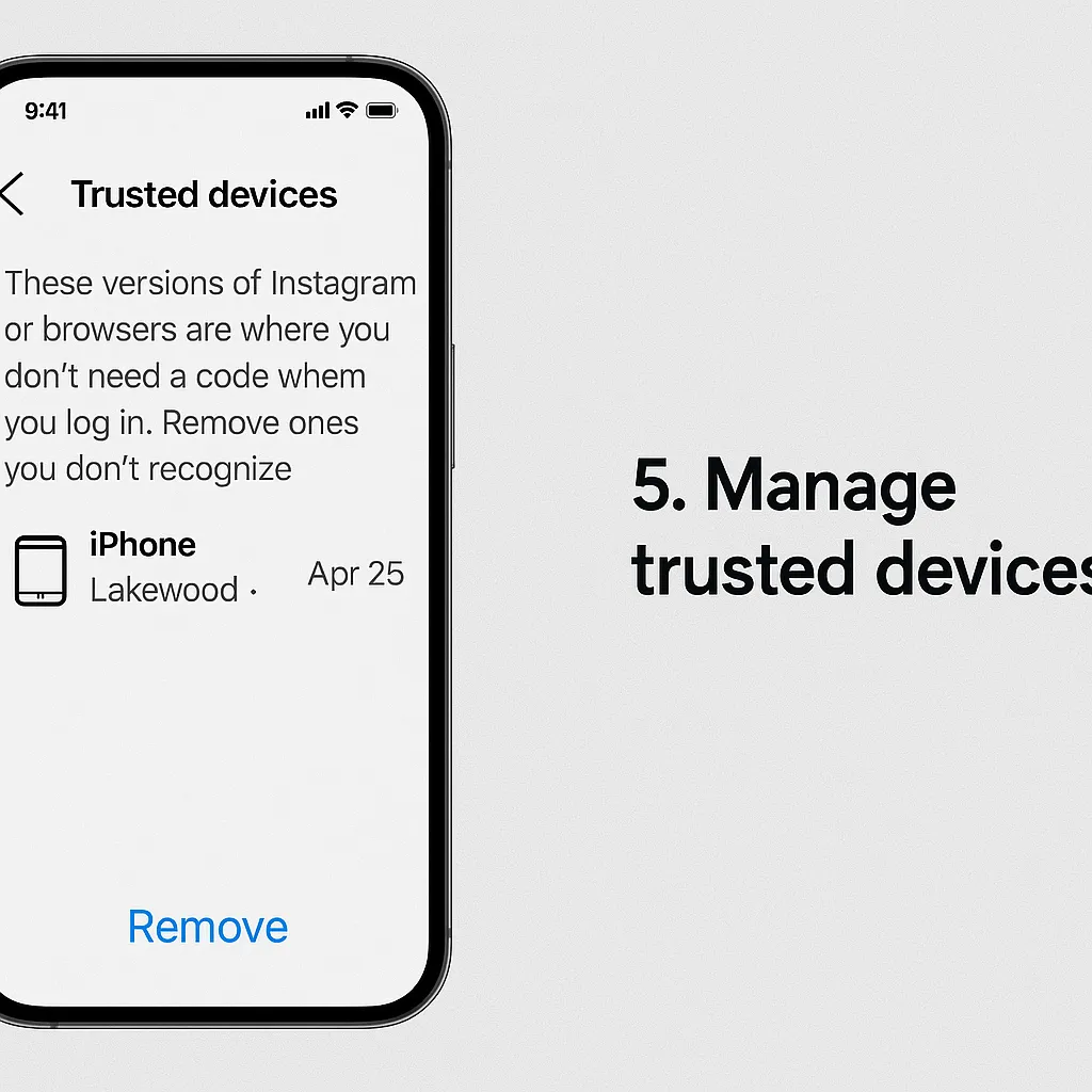 Trusted devices Manage devices